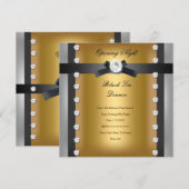 Openingsformele bedrijfsborrel Zwart goud Kaart (Voorkant / Achterkant)