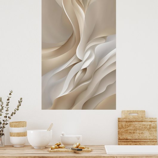 "Openingsstromen" | Beige Abstracte kunst Poster (Keuken)