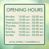 Openingstijden - 4x4 - Engels Raamsticker (Vel 3)