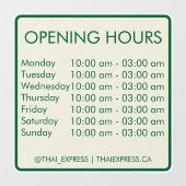 Openingstijden - 4x4 - Engels Raamsticker (Vel)