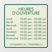 Openingstijden - 4x4 - Frans Raamsticker (Vel)