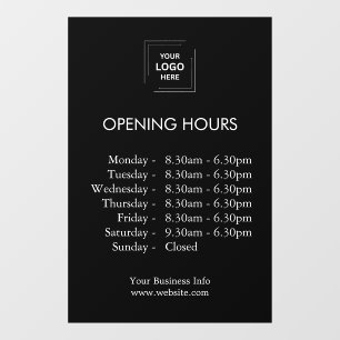 Openingstijden Aangepaste Bedrijfsuren Zwart Raamsticker
