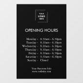 Openingstijden | Aangepaste kantooruren zwart Raamsticker (Vel)