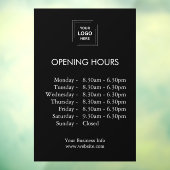 Openingstijden | Aangepaste openingsuren Zwart  Raamsticker (Vel 3)