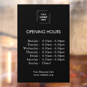 Openingstijden | Aangepaste openingsuren Zwart  Raamsticker (Vel 2)