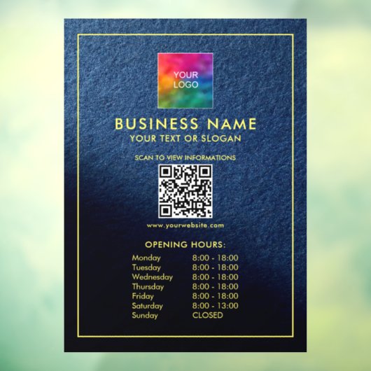 Openingstijden Aangepaste upload uw Logo QR-code Raamsticker (Vel 3)