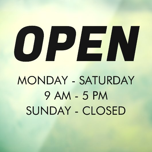 Openingstijden aanpassen | Times Opening Zwart bor Raamsticker (Vel 3)