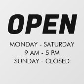 Openingstijden aanpassen | Times Opening Zwart bor Raamsticker (Vel)