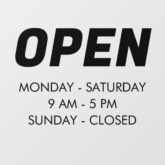 Openingstijden aanpassen | Times Opening Zwart bor Raamsticker (Vel)