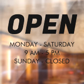 Openingstijden aanpassen | Times Opening Zwart bor Raamsticker (Vel 2)