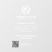 Openingstijden barbersalon aangepaste logo QR CODE Raamsticker (Vel)