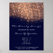 Openingstijden Beauty Makeup Studio Copper Navy Bl Poster (Voorkant)