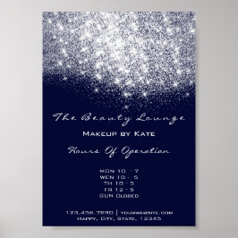 Openingstijden Beauty Makeup Studio Gray Navy Blue Poster