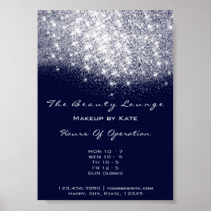 Openingstijden Beauty Makeup Studio Gray Navy Blue Poster