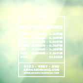 Openingstijden bedrijf, informatie en logo raamsticker (Vel 3)