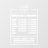 Openingstijden bedrijf, informatie en logo raamsticker (Vel)