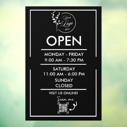 Openingstijden Bedrijf Schema Venster Cling Decal (Vel 3)