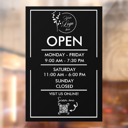 Openingstijden Bedrijf Schema Venster Cling Decal (Vel 2)