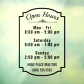 Openingstijden Bedrijfs Aangepast winkelbedrijf Raamsticker (Vel 3)