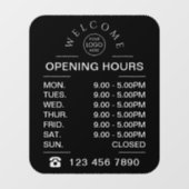 Openingstijden Bedrijfs Logo openingstijden zwart Raamsticker (Vel)