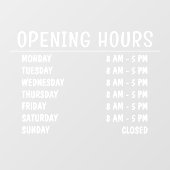 Openingstijden | Bedrijfs wit script Raamsticker (Vel)