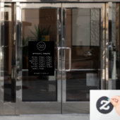Openingstijden | Bedrijfslogo Openingstijden Moder Raamsticker (Kantoordeur)