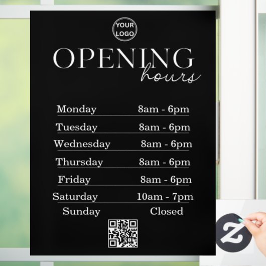 Openingstijden | Bedrijfslogo Openingstijden | QR Raamsticker (Huis)