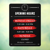 Openingstijden | Bedrijfslogo Openingstijden Zwart Raamsticker (Vel 3)