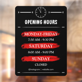 Openingstijden | Bedrijfslogo Openingstijden Zwart Raamsticker