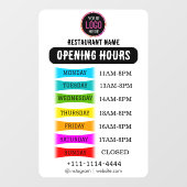 Openingstijden | Bedrijfslogo Openingstijden Zwart Raamsticker (Vel)