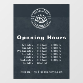 Openingstijden - Bedrijfslogo Openingstijden Zwart Raamsticker