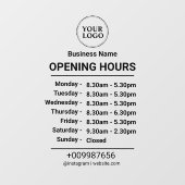 Openingstijden | Bedrijfslogo Openingstijden Zwart Raamsticker (Vel)