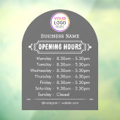 Openingstijden | Bedrijfslogo Openingstijden Zwart Raamsticker (Vel 3)