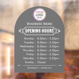 Openingstijden Bedrijfslogo Openingstijden Zwart Raamsticker
