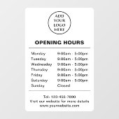 Openingstijden Bedrijfslogo Zakelijk Bedrijf Hier Raamsticker (Vel)