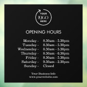 Openingstijden | Bedrijfsopeningstijden Zwart Raamsticker (Vel 3)