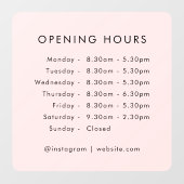 Openingstijden | Bedrijfsuren Blush Pink Raamsticker (Vel)