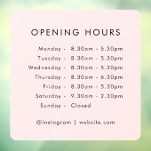 Openingstijden | Bedrijfsuren Blush Pink Raamsticker (Vel 3)