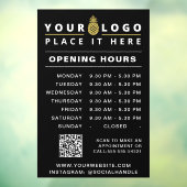 Openingstijden Bedrijfsuren QR-code zwart Raamsticker (Vel 3)
