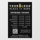 Openingstijden Bedrijfsuren QR-code zwart Raamsticker (Vel)