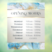 Openingstijden blauw inkt marmer raamsticker (Vel 3)