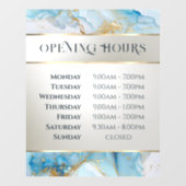 Openingstijden blauw inkt marmer raamsticker (Vel)