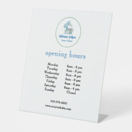 Openingstijden Blue Flower Mixer Zakelijk  Reclamebord Met Voetstuk