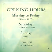 Openingstijden bord voor bedrijven van Gree | Raam Raamsticker (Vel 3)