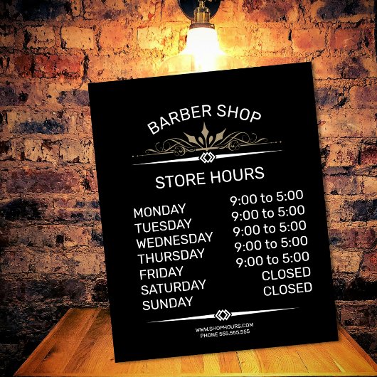 Openingstijden bord winkel poster