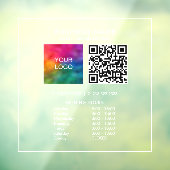 Openingstijden Business Logo QR Code Minimalist Raamsticker (Vel 3)