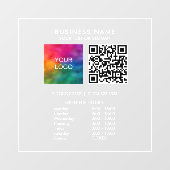Openingstijden Business Logo QR Code Minimalist Raamsticker (Vel)