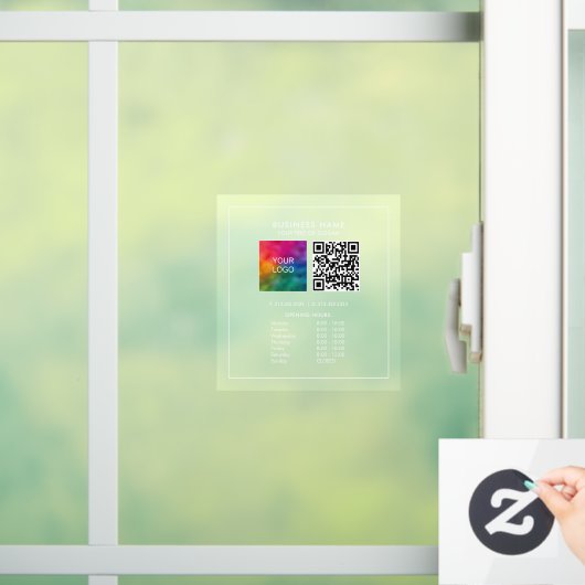 Openingstijden Business Logo QR Code Minimalist Raamsticker (Huis)