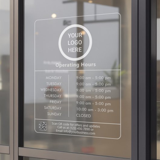 Openingstijden Business Logo QR Code Transparant Raamsticker