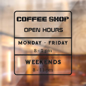 Openingstijden Café Bedrijfstijden  Raamsticker (Vel 2)